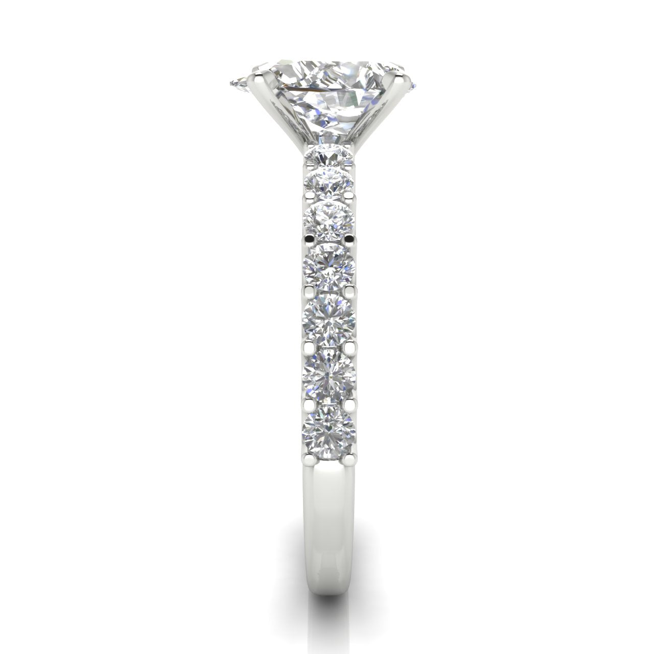 U Prong Pave Pear Shaped Moissanite Engagement Ring