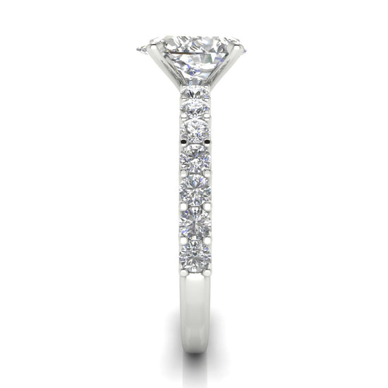 U Prong Pave Pear Shaped Moissanite Engagement Ring