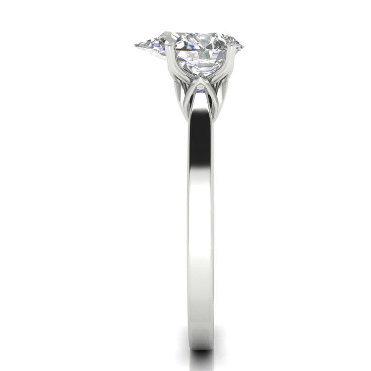 Tulip Basket Pear Shaped Lab Diamond Engagement Ring
