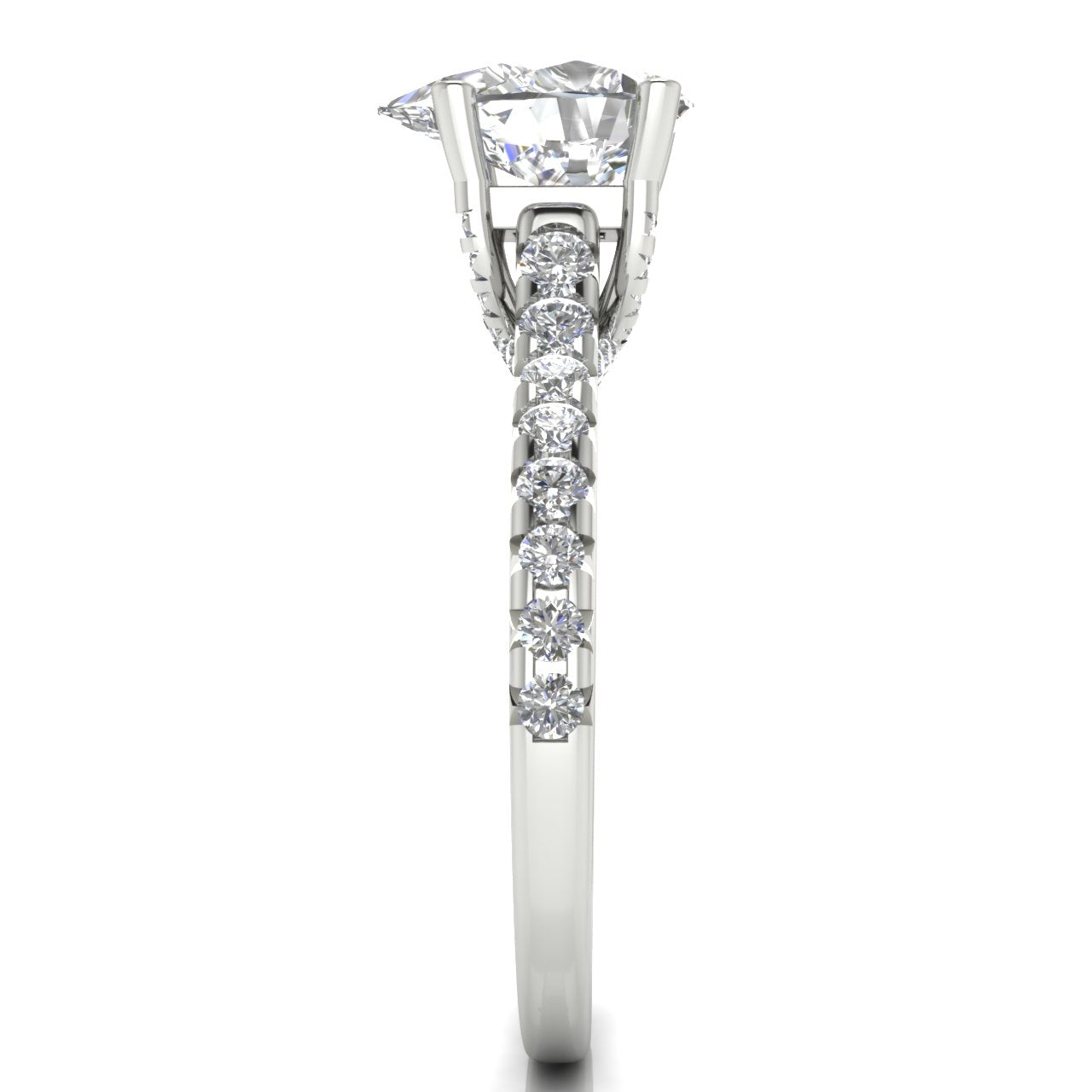 Bridge Pave Pear Shaped Moissanite Engagement Ring