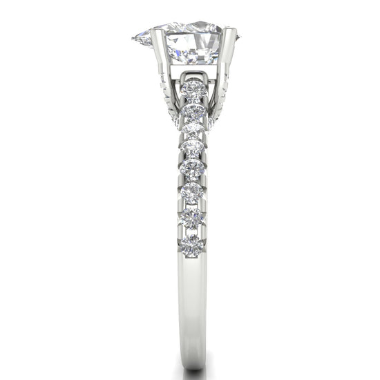 Bridge Pave Pear Shaped Moissanite Engagement Ring