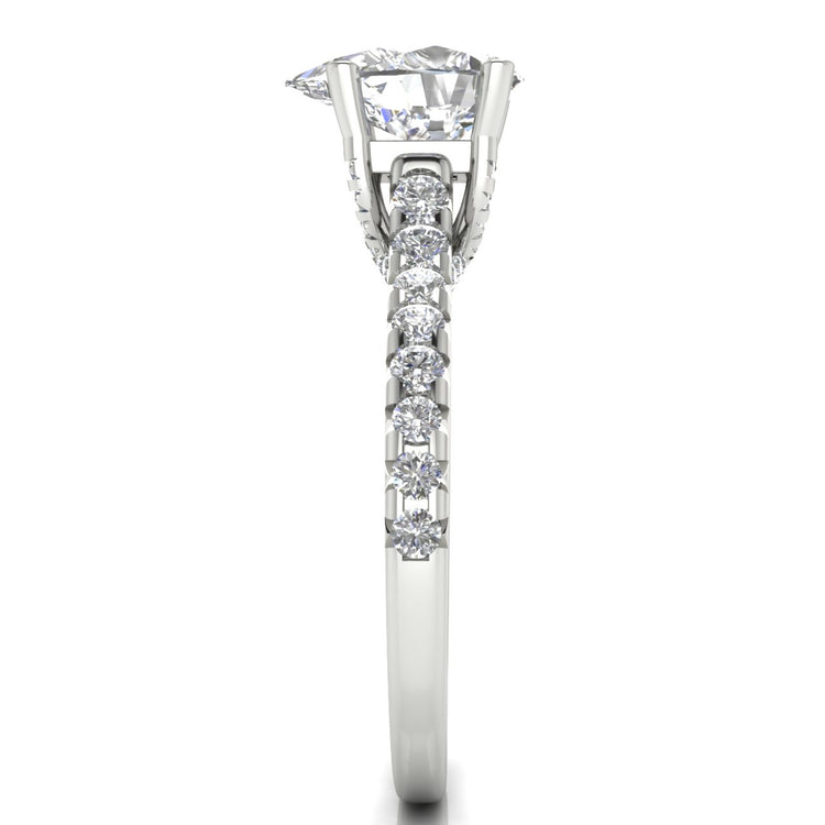 Bridge Pave Pear Shaped Moissanite Engagement Ring