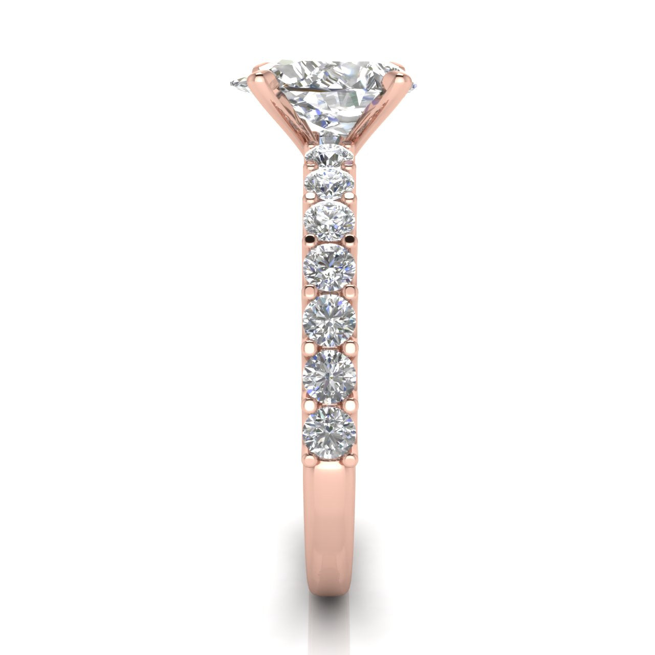U Prong Pave Pear Shaped Moissanite Engagement Ring