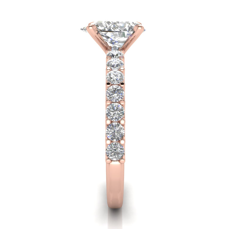 U Prong Pave Pear Shaped Moissanite Engagement Ring