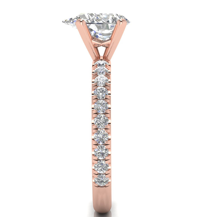 Classic Pave Pear Shaped Moissanite Engagement Ring