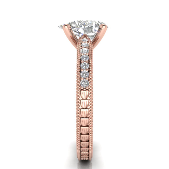 Tapered Vintage Inspired Pear Shaped Moissanite Engagement Ring