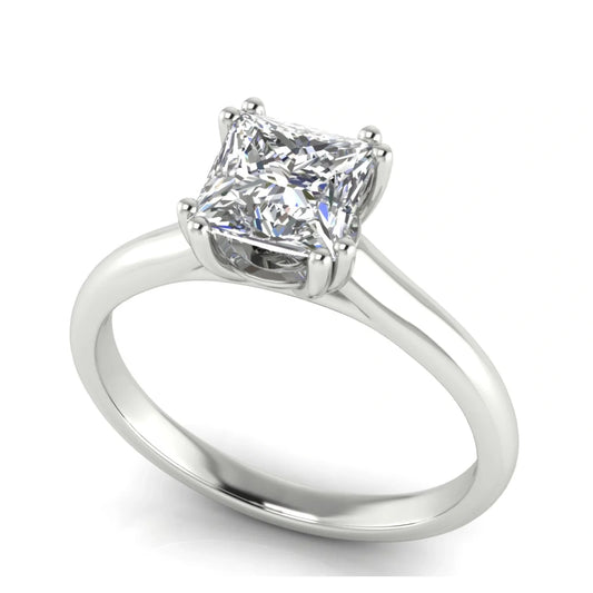 Double Prong Princess Cut Lab Diamond Engagement Ring