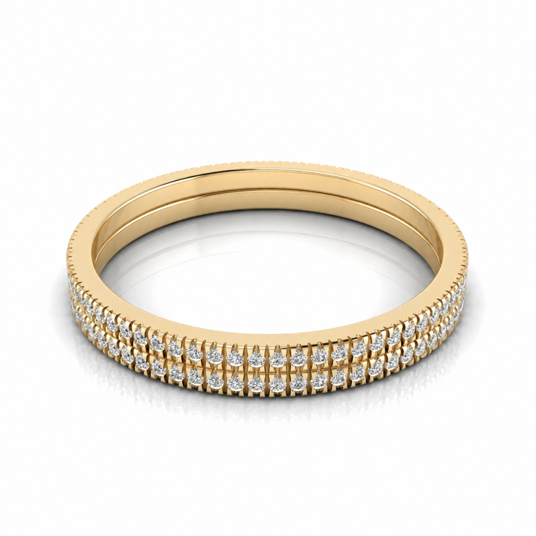 Double Row Pave Lab Diamond Wedding Ring
