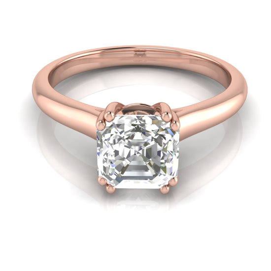 Double Prong Emerald Cut Moissanite Engagement Ring