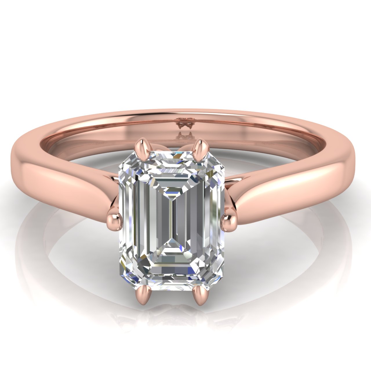 Floral Emerald Cut Moissanite Engagement Ring