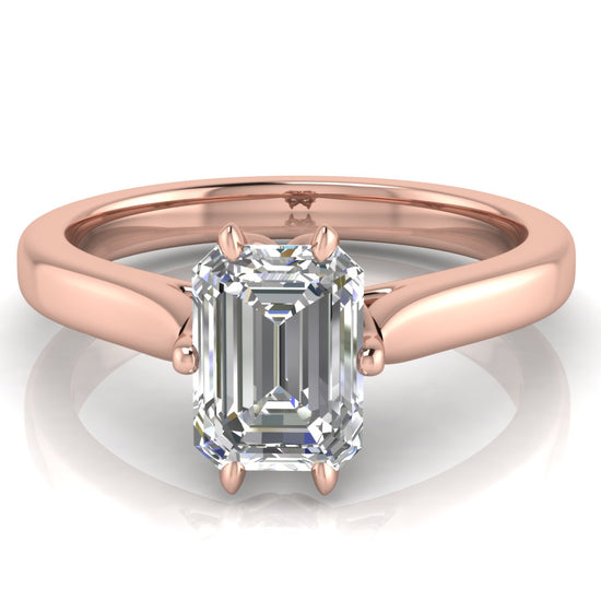 Floral Emerald Cut Moissanite Engagement Ring