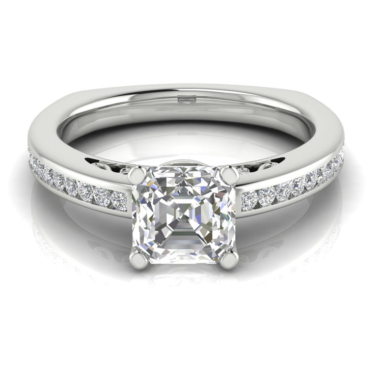 Euro Channel Set Emerald Cut  Engagement Ring | Moissanite | Lab Grown Diamond