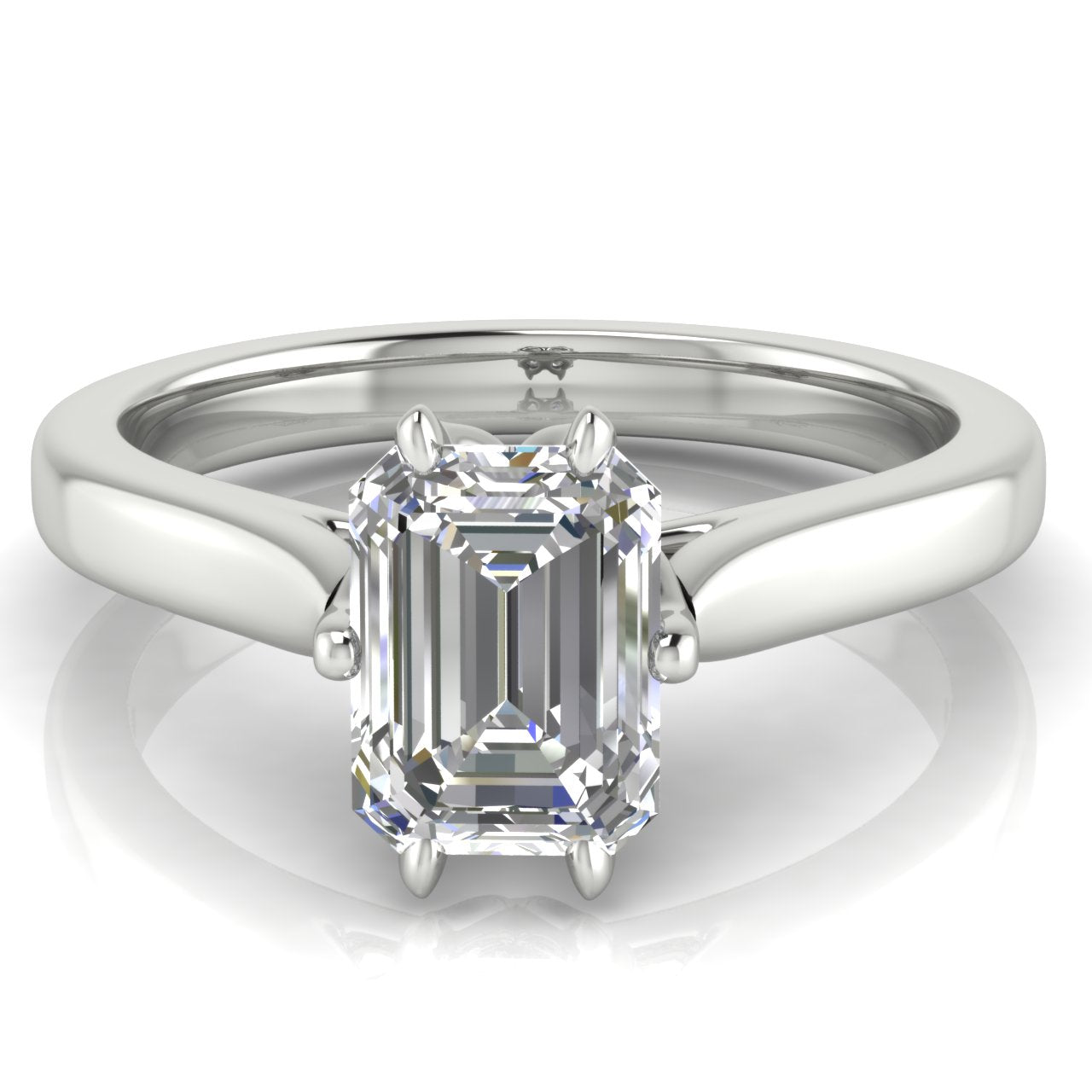 Floral Emerald Cut Moissanite Engagement Ring