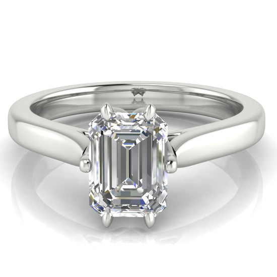 Floral Emerald Cut Moissanite Engagement Ring