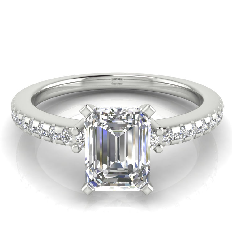 Floating Shoulder Emerald Cut  Engagement Ring | Moissanite | Lab Grown Diamond