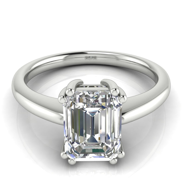 6 Prong Donut Emerald Cut Lab Diamond Engagement Ring