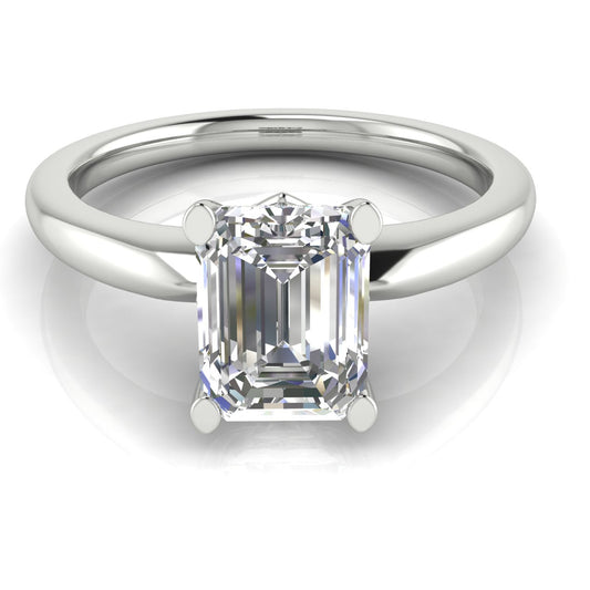 Modern Emerald Cut Lab Diamond Engagement Ring