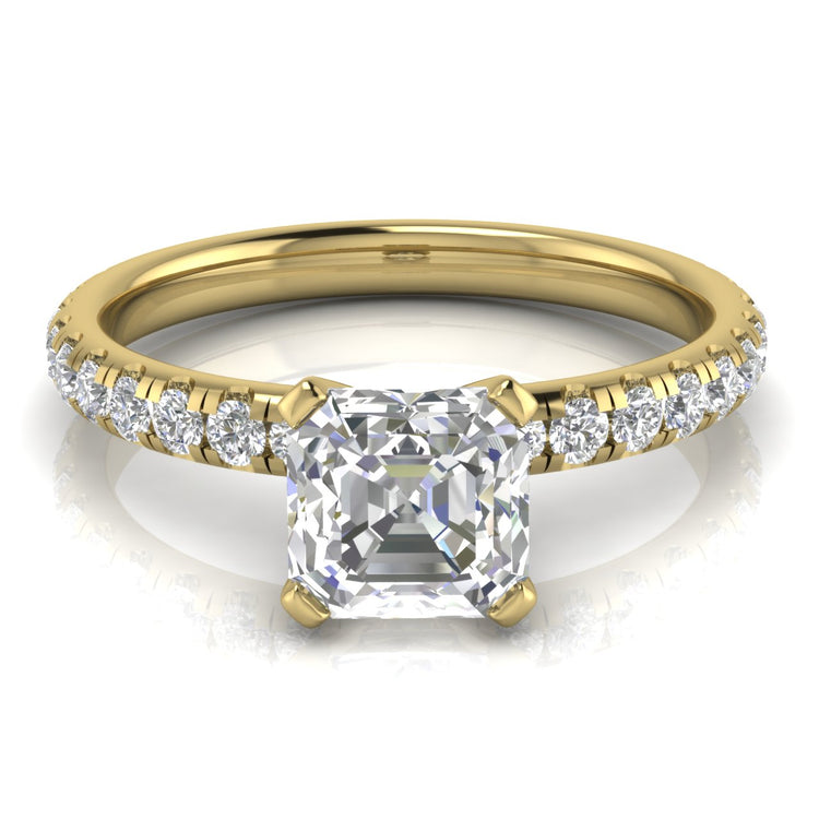 Classic Pave Emerald Cut Moissanite Engagement Ring