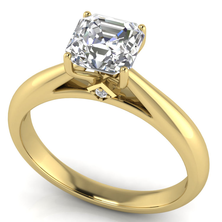 Elegant Hidden Stone Emerald Cut Moissanite Engagement Ring