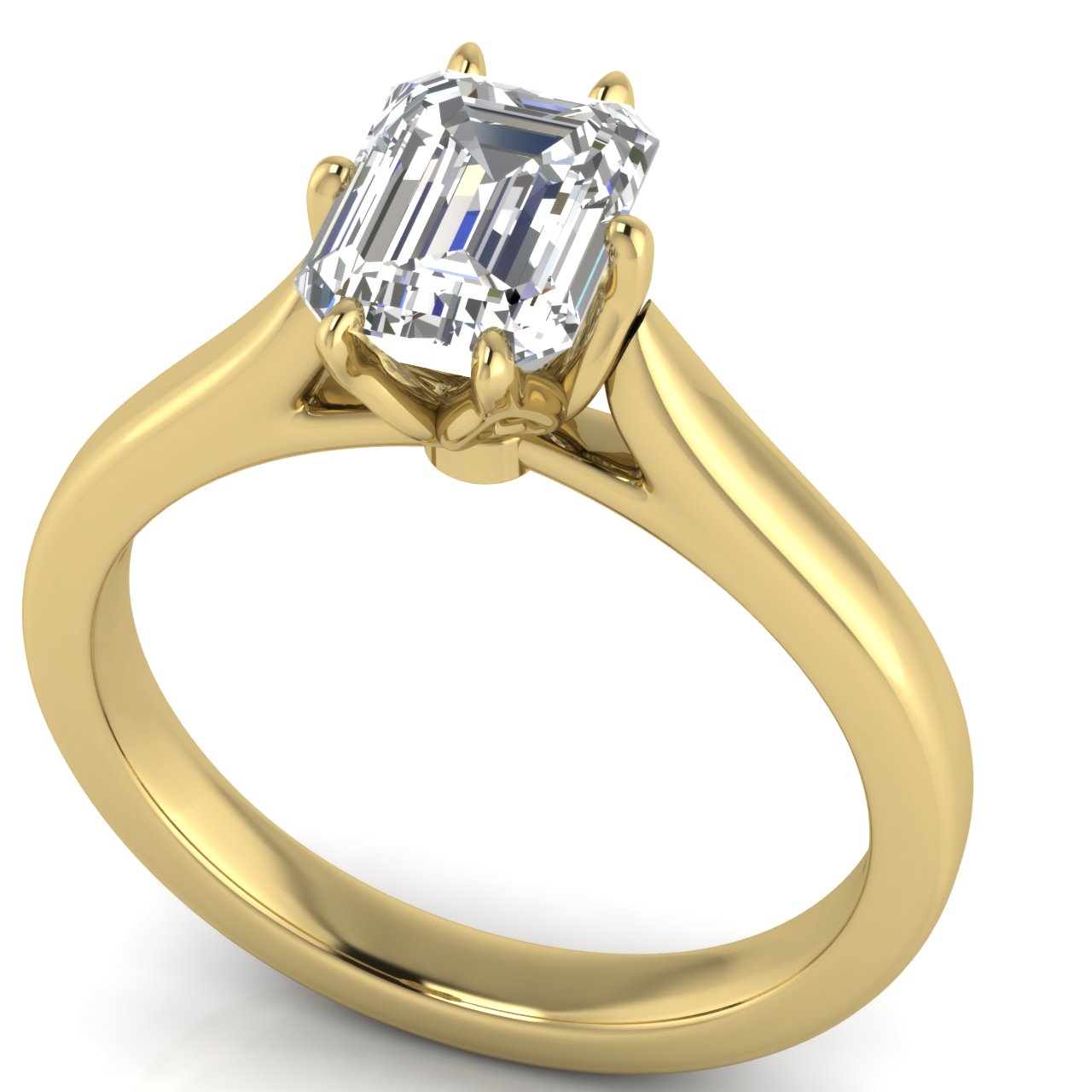 Floral Emerald Cut Moissanite Engagement Ring