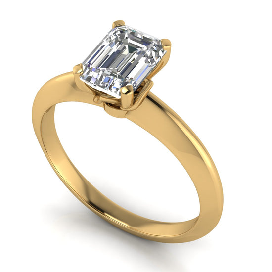 Tulip Prong Emerald Cut Moissanite Engagement Ring