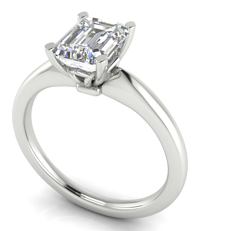 Modern Emerald Cut Moissanite Engagement Ring