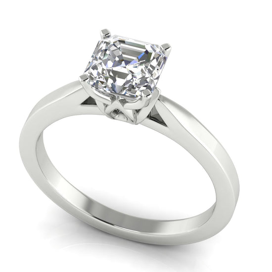 Tulip Basket Emerald Cut Lab Diamond Engagement Ring