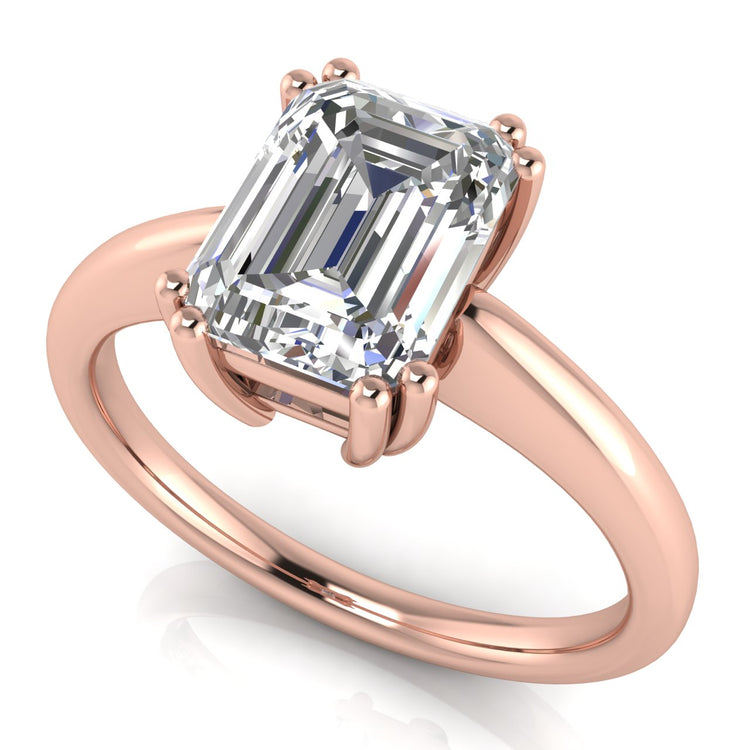 6 Prong Donut Emerald Cut Lab Diamond Engagement Ring