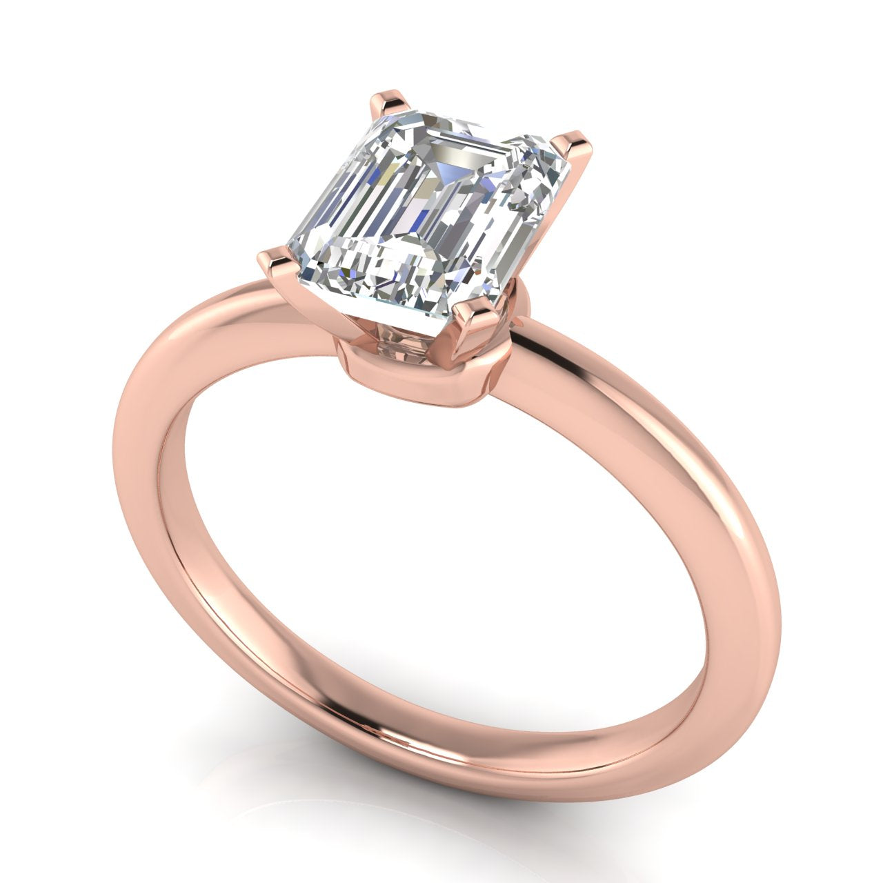 Basket Set Emerald Cut Lab Diamond Engagement Ring