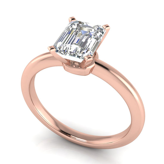 Basket Set Emerald Cut Lab Diamond Engagement Ring