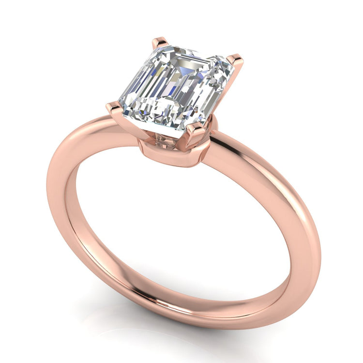 Basket Set Emerald Cut Lab Diamond Engagement Ring