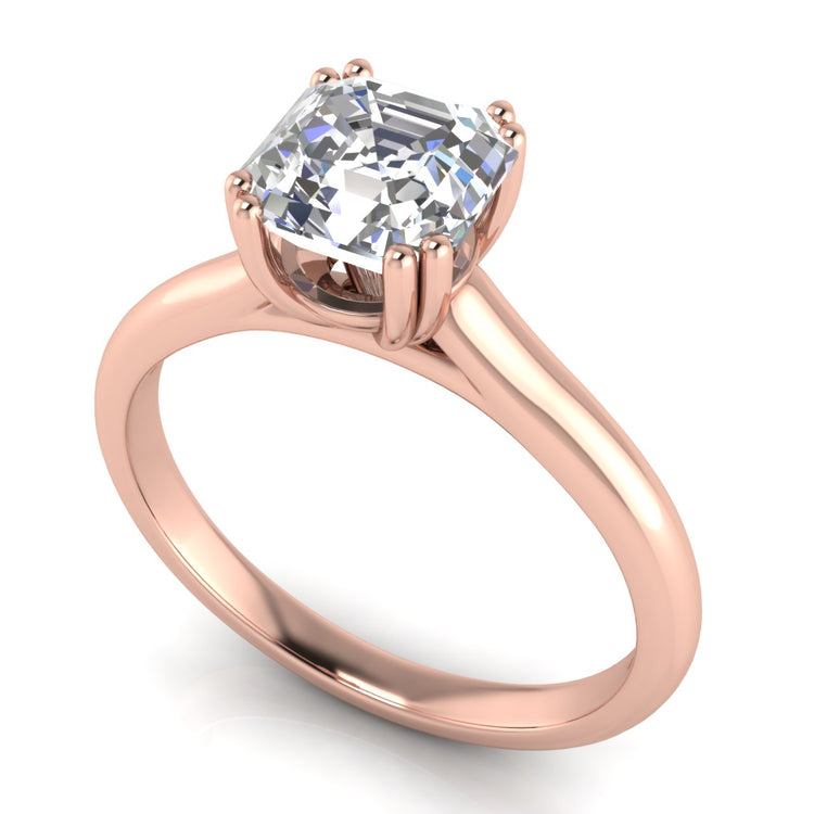 Double Prong Emerald Cut Moissanite Engagement Ring