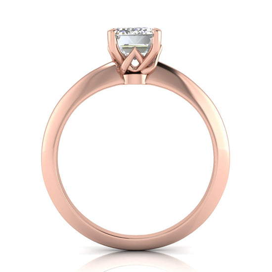 Tulip Prong Emerald Cut Moissanite Engagement Ring