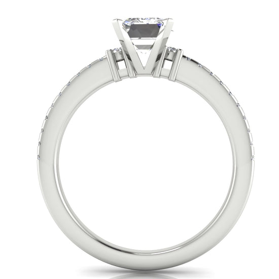 Floating Shoulder Emerald Cut Moissanite Engagement Ring