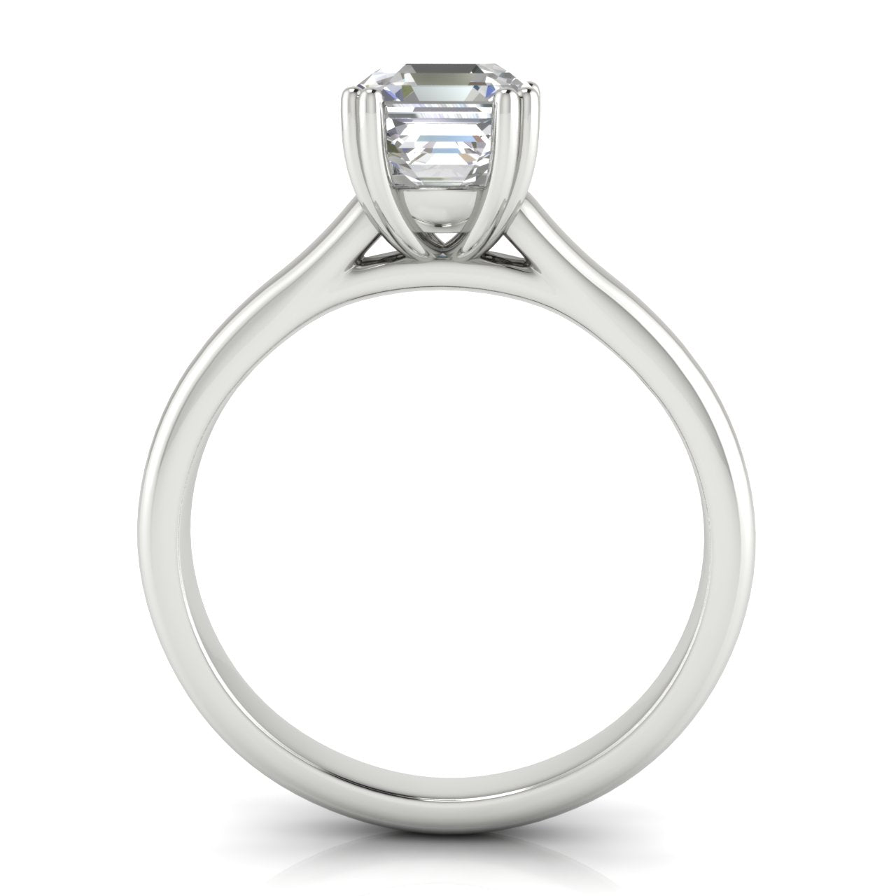 Double Prong Emerald Cut Moissanite Engagement Ring