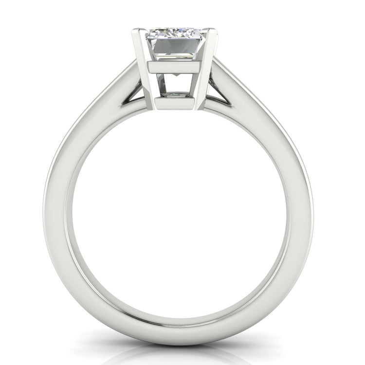 Wide Band Cathedral Emerald Cut Moissanite Engagement Ring