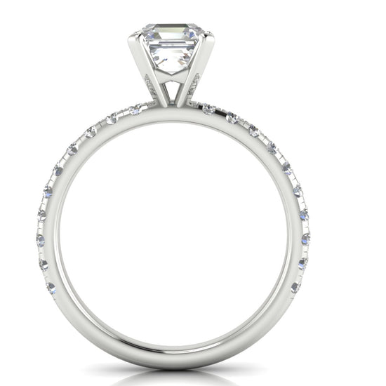 Classic Pave Emerald Cut Moissanite Engagement Ring