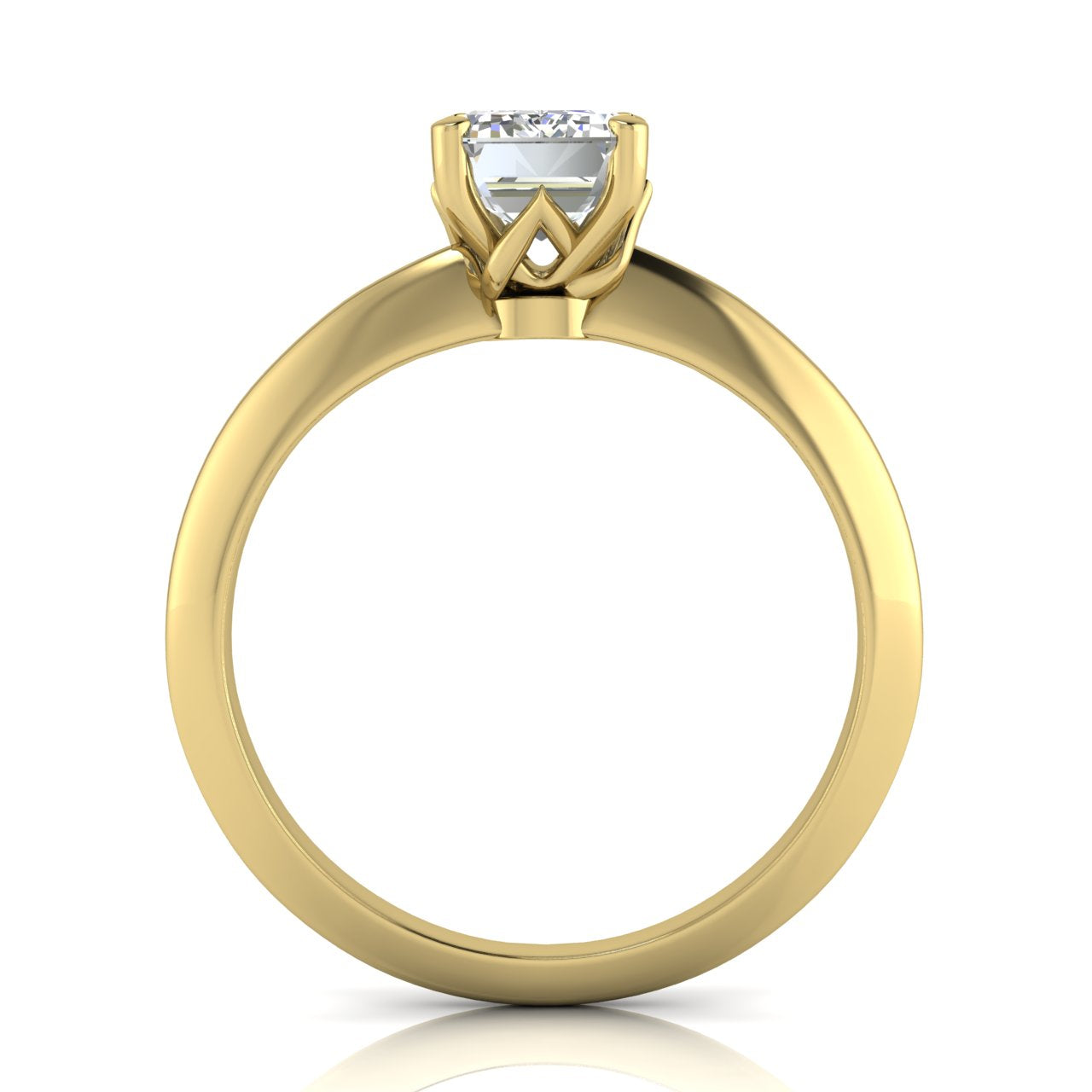 Tulip Prong Emerald Cut Moissanite Engagement Ring