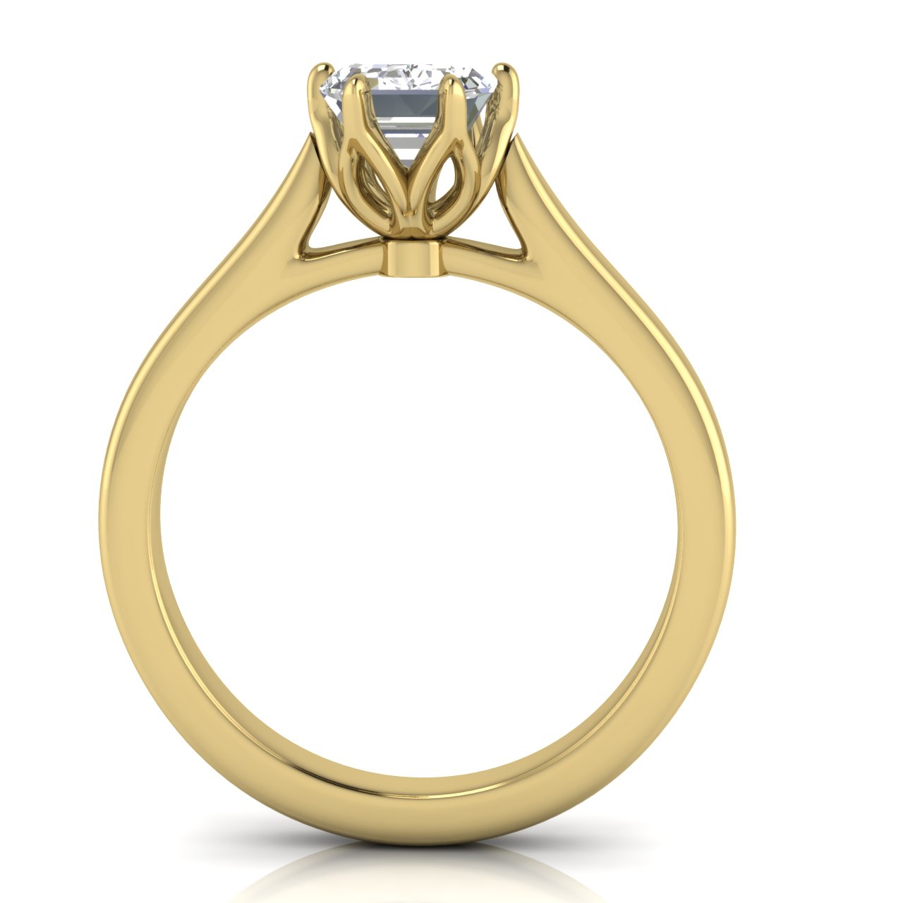 Floral Emerald Cut Moissanite Engagement Ring