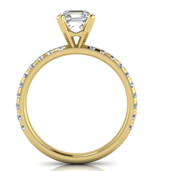 Classic Pave Emerald Cut Moissanite Engagement Ring