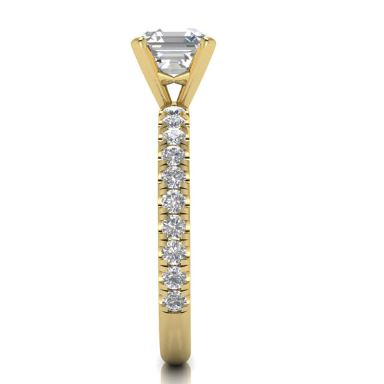 Classic Pave Emerald Cut Moissanite Engagement Ring