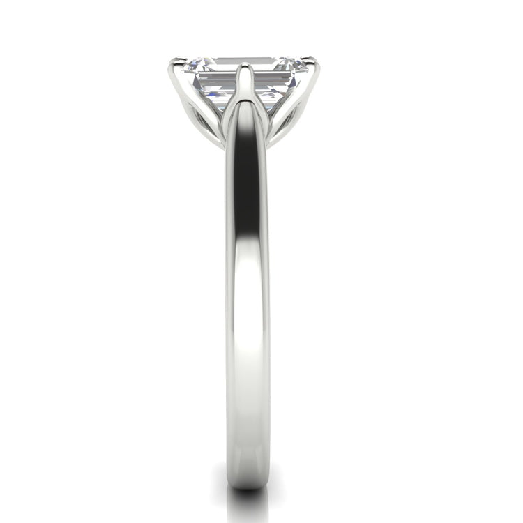 Floral Emerald Cut Moissanite Engagement Ring