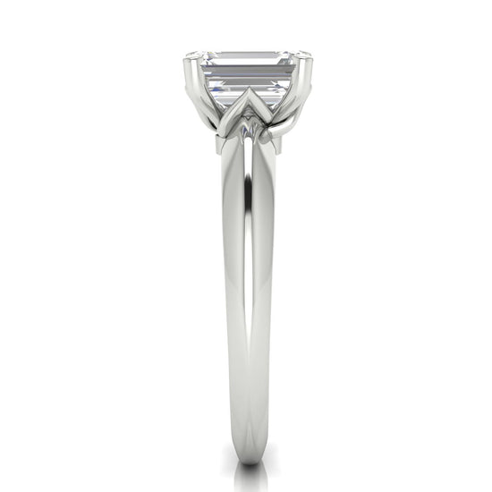 Tulip Prong Emerald Cut Lab Diamond Engagement Ring