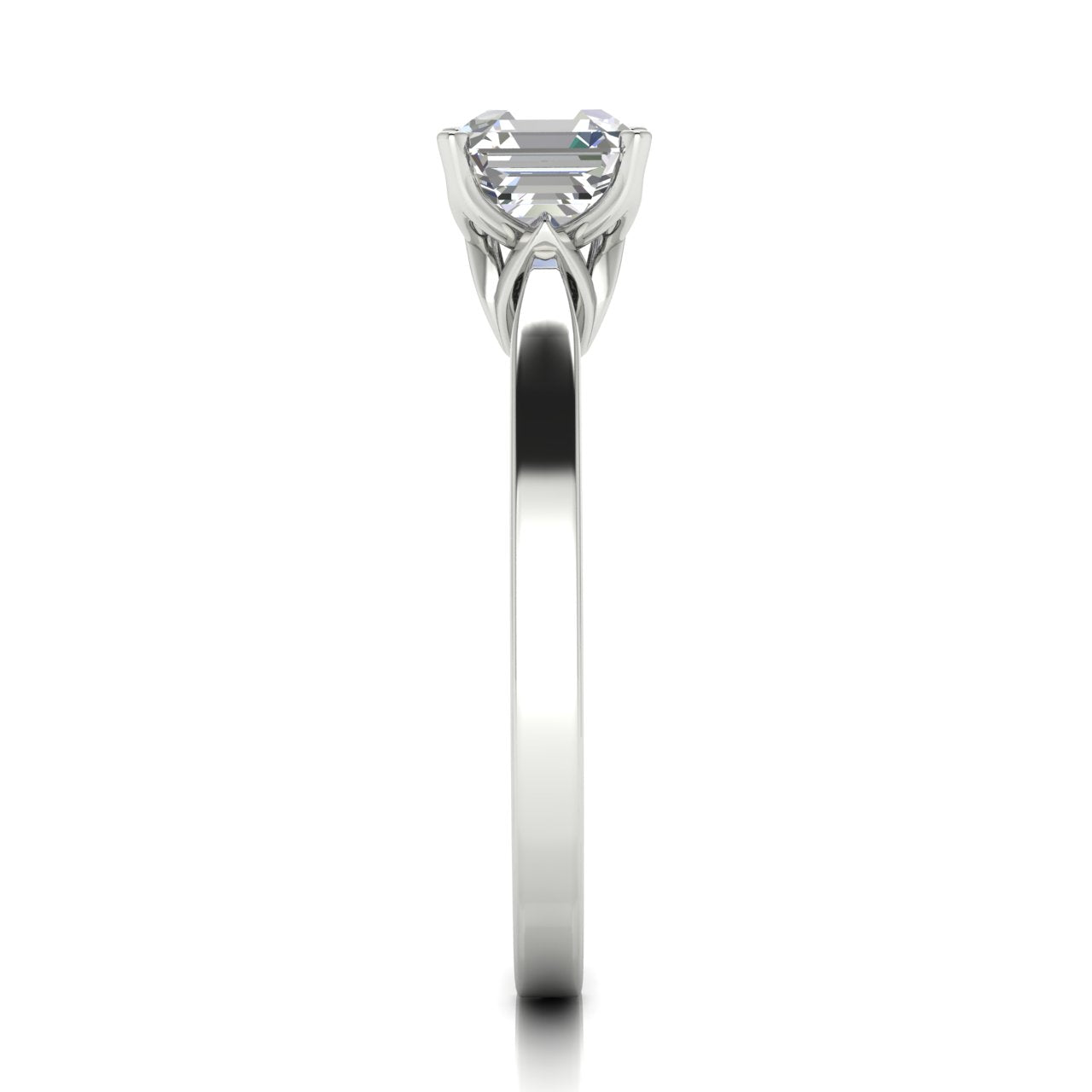 Tulip Basket Emerald Cut Lab Diamond Engagement Ring
