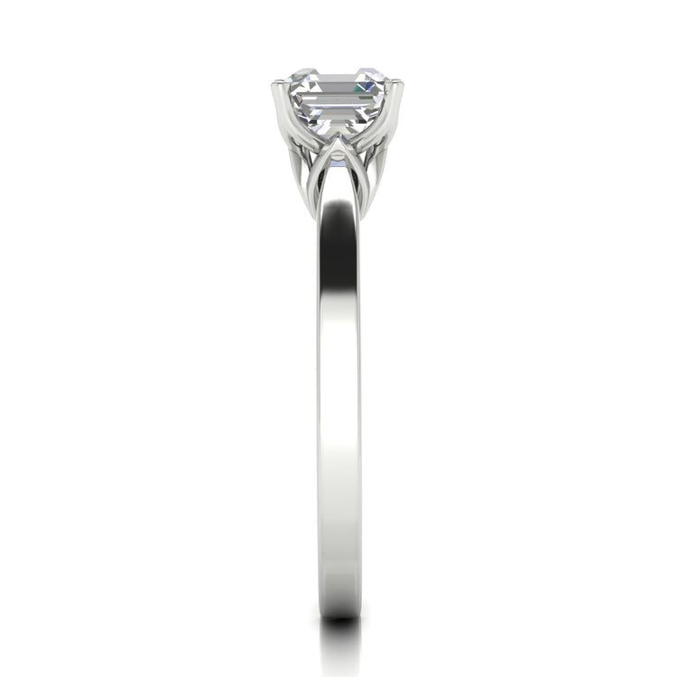 Tulip Basket Emerald Cut Lab Diamond Engagement Ring