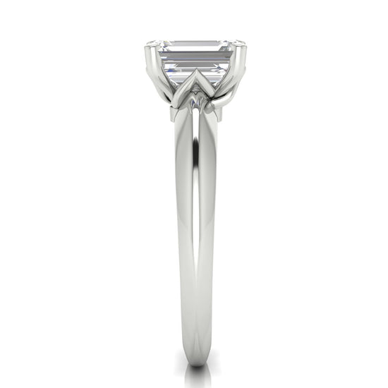 Tulip Prong Emerald Cut Moissanite Engagement Ring