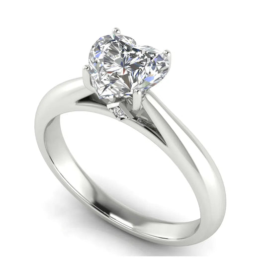 Elegant Hidden Stone Heart Shaped Lab Diamond Engagement Ring