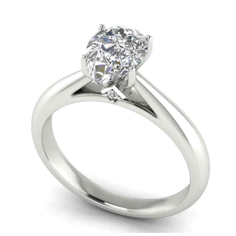 Elegant Hidden Stone Pear Shaped Lab Diamond Engagement Ring