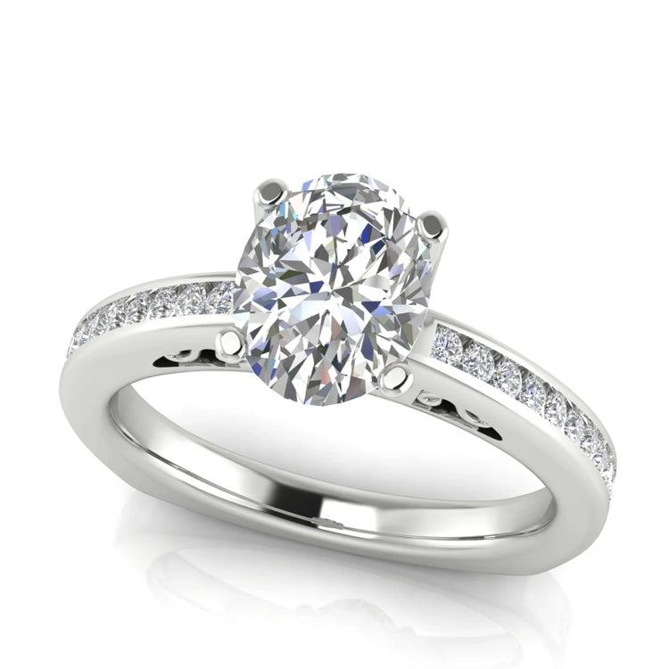 Euro Channel Set Oval Lab Diamond Engagement Ring