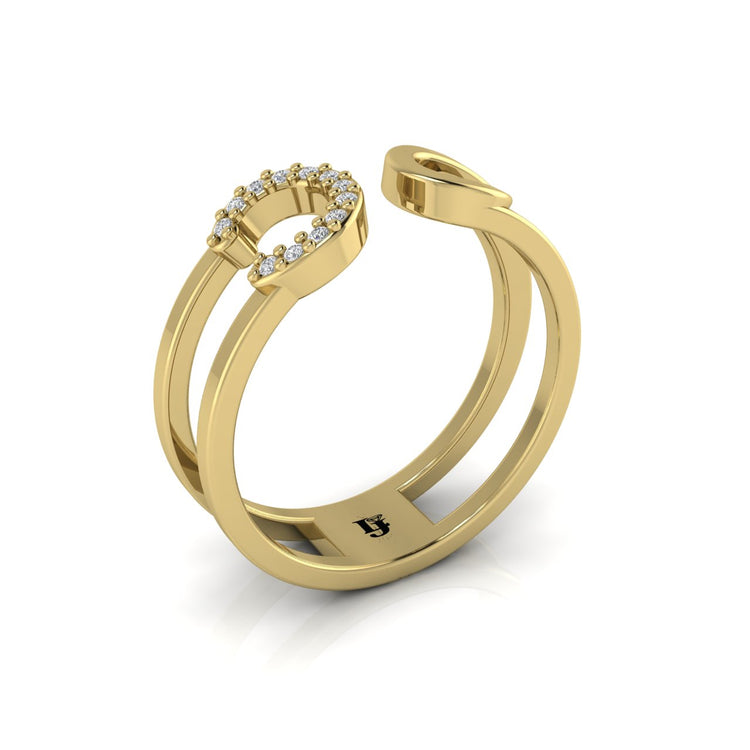 Pave Safety Pin Style Moissanite Ring